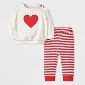 Heart Print Kids  Set - Red and White